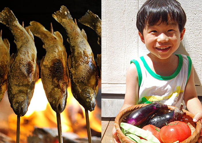 夏季活动示例/全啃野营。与家人一起制作午餐的项目。