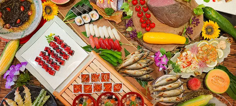 第一天晚餐是使用当地产食材的自助餐